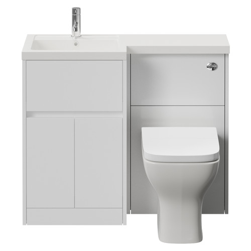 Montego Combination Gloss White 1000mm 2 Door 1 Drawer Vanity Unit Toilet Suite with Left Hand Square Lucia Basin Front View