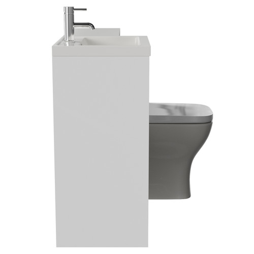 Montego Combination Gloss White 1000mm 2 Door 1 Drawer Vanity Unit Toilet Suite with Left Hand Square Lucia Basin Side View