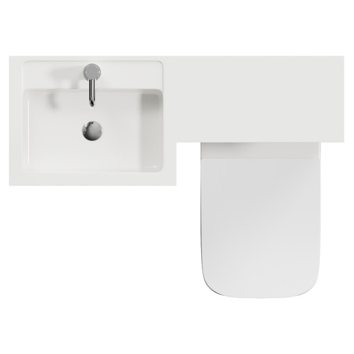 Montego Combination Satin White 1000mm 2 Door 1 Drawer Vanity Unit Toilet Suite with Left Hand Square Lucia Basin Top View