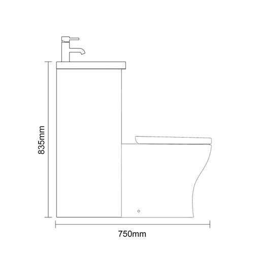 Montego Combination Satin White 1000mm 2 Door 1 Drawer Vanity Unit Toilet Suite with Left Hand Square Lucia Basin Dimensions Side