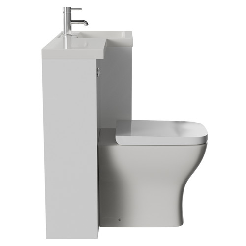 Montego Combination Gloss White 1000mm 2 Door 1 Drawer Vanity Unit Toilet Suite with Right Hand Square Lucia Basin Side View