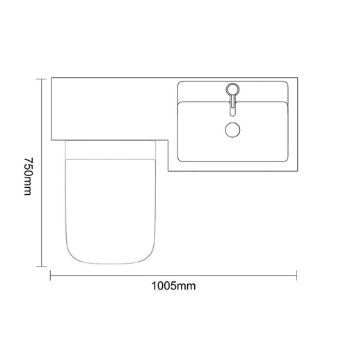 Montego Combination Graphite Grey 1000mm 2 Door 1 Drawer Vanity Unit Toilet Suite with Right Hand Square Lucia Basin Dimensions Top