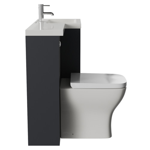 Montego Combination Graphite Grey 1000mm 2 Door 1 Drawer Vanity Unit Toilet Suite with Right Hand Square Lucia Basin Side View