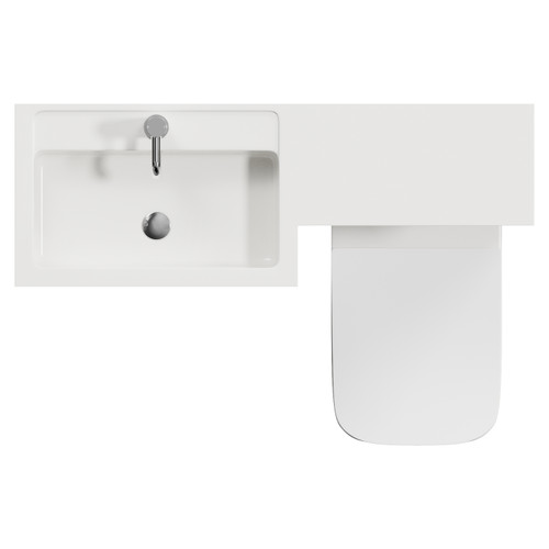 Montego Combination Gloss White 1100mm 2 Door 1 Drawer Vanity Unit Toilet Suite with Left Hand Square Lucia Basin Top View