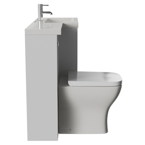 Montego Combination Satin White 1100mm 2 Door 1 Drawer Vanity Unit Toilet Suite with Right Hand Square Lucia Basin Side View