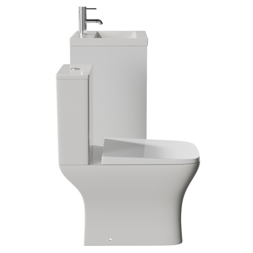 Montego Satin White 500mm Wall Mounted 2 Drawer Vanity Unit and Kingston Toilet Suite with Glide Basin Side View