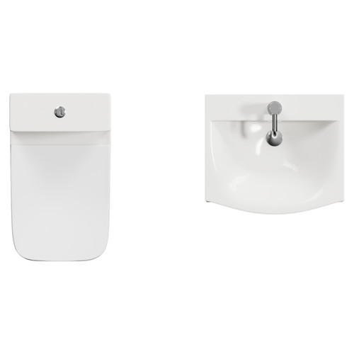 Montego Gloss White 500mm Wall Mounted 2 Drawer Vanity Unit and Kingston Toilet Suite with Arc Basin Top View