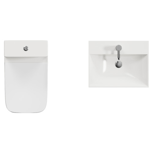 Montego Gloss White 500mm Wall Mounted 2 Drawer Vanity Unit and Kingston Toilet Suite with Rimini Basin Top View