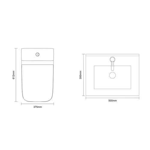 Montego Gloss White 500mm Wall Mounted 2 Drawer Vanity Unit and Kingston Toilet Suite with Angel Basin Dimensions Top