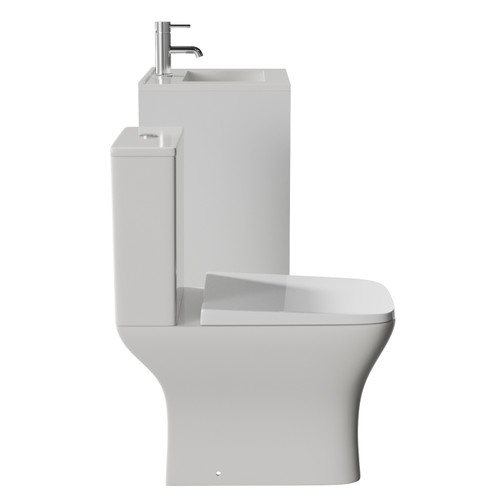 Montego Satin White 500mm Wall Mounted 2 Drawer Vanity Unit and Kingston Toilet Suite with Angel Basin Side View