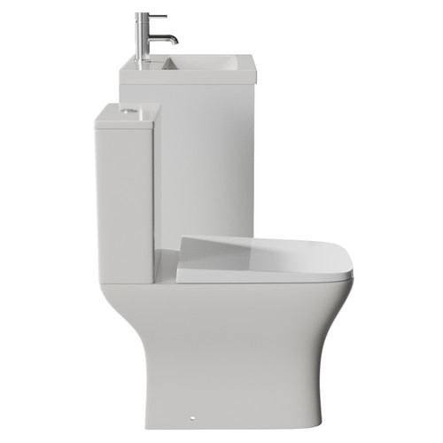 Montego Gloss White 600mm Wall Mounted 2 Drawer Vanity Unit and Kingston Toilet Suite with Glide Basin Side View