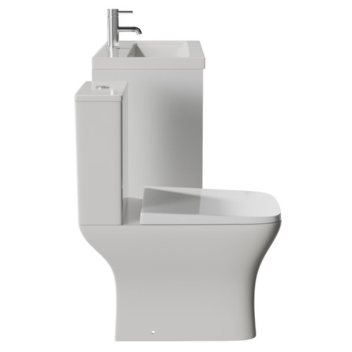 Montego Satin White 800mm Wall Mounted 2 Drawer Vanity Unit and Kingston Toilet Suite with Glide Basin Side View
