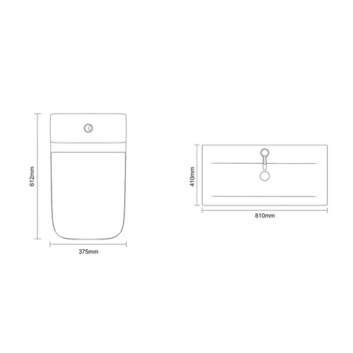 Montego Graphite Grey 800mm Wall Mounted 2 Drawer Vanity Unit and Kingston Toilet Suite with Glide Basin Dimensions Top