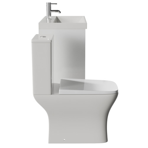 Montego Gloss White 800mm Wall Mounted 2 Drawer Vanity Unit and Kingston Toilet Suite with Rimini Basin Side View