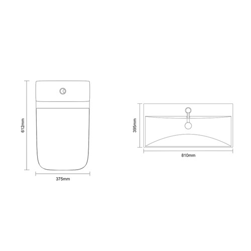 Montego Graphite Grey 800mm Wall Mounted 2 Drawer Vanity Unit and Kingston Toilet Suite with Rimini Basin Dimensions Top