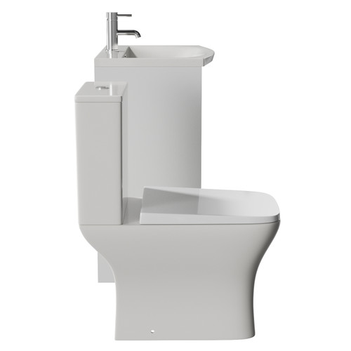 Montego Satin White 600mm 2 Door 1 Drawer Vanity Unit and Kingston Toilet Suite with Arc Basin Side View