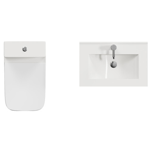 Montego Gloss White 600mm 2 Door 1 Drawer Vanity Unit and Kingston Toilet Suite with Angel Basin Top View