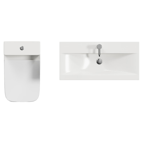 Montego Satin White 800mm 2 Door 1 Drawer Vanity Unit and Kingston Toilet Suite with Glide Basin Top View
