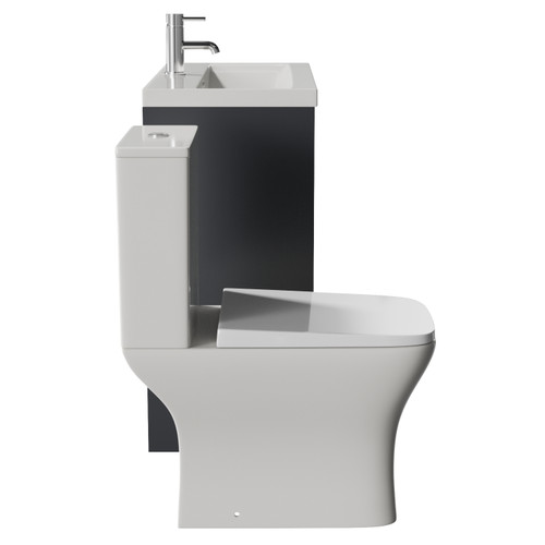 Montego Graphite Grey 800mm 2 Door 1 Drawer Vanity Unit and Kingston Toilet Suite with Glide Basin Side View