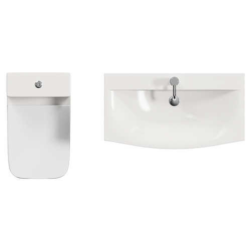Montego Gloss White 800mm 2 Door 1 Drawer Vanity Unit and Kingston Toilet Suite with Arc Basin Top View