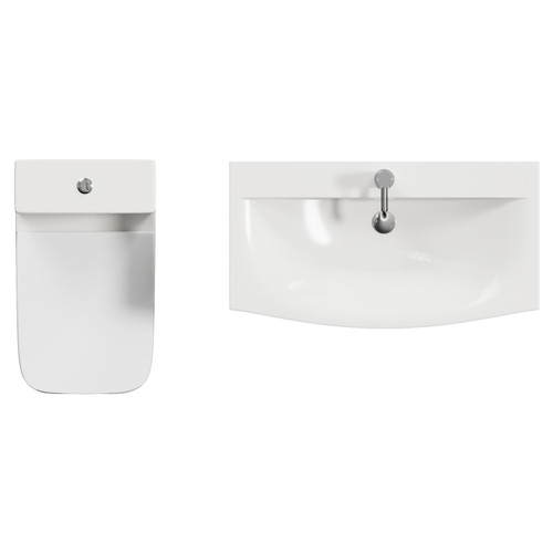 Montego Satin White 800mm 2 Door 1 Drawer Vanity Unit and Kingston Toilet Suite with Arc Basin Top View