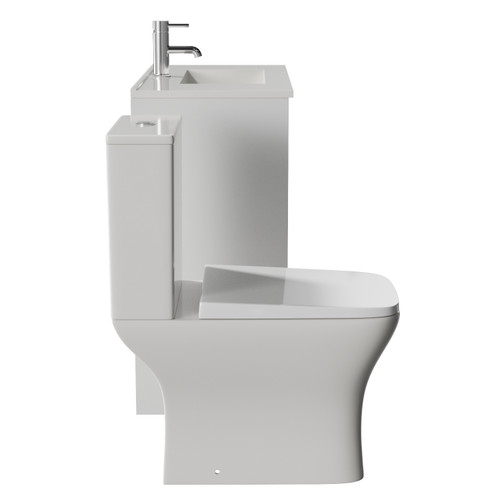 Montego Satin White 800mm 2 Door 1 Drawer Vanity Unit and Kingston Toilet Suite with Angel Basin Side View
