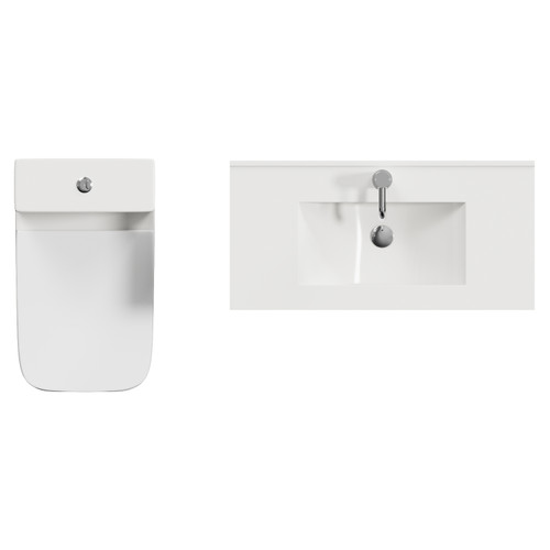 Montego Satin White 800mm 2 Door 1 Drawer Vanity Unit and Kingston Toilet Suite with Angel Basin Top View