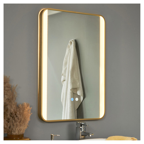 Forum Spa Lori Satin Brass CCT LED Bathroom Mirror with Motion Sensor and Demist - SPA-44483