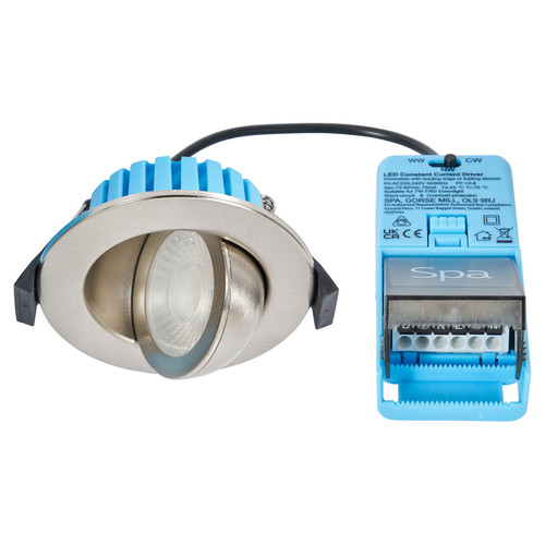 Forum Spa Eden Satin Nickel 7 Watt LED Adjustable IP65 Colour Changing Downlight - SPA-41111-SNIC