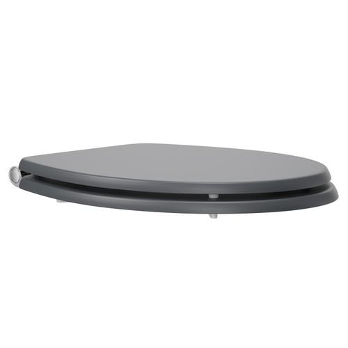 Danbury Satin Anthracite MDF Soft Close With Chrome Hinge Toilet Seat Left Hand View