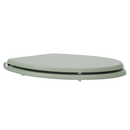 Danbury Satin Green MDF Soft Close With Chrome Hinge Toilet Seat Left Hand View