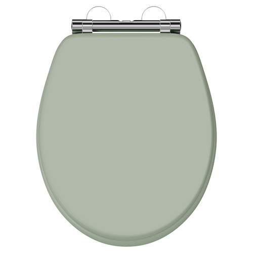 Danbury Satin Green MDF Soft Close With Chrome Hinge Toilet Seat Top View