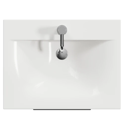 Helix 460 Fluted Satin Anthracite 600mm Wall Mounted 2 Drawer Vanity Unit with Glide Basin Top View