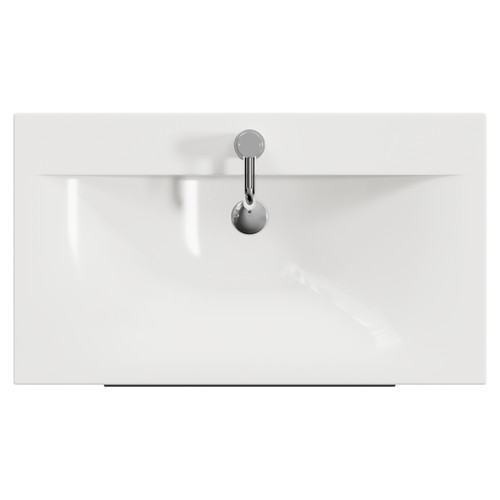 Helix 460 Fluted Autumn Oak 800mm Wall Mounted 2 Drawer Vanity Unit with Glide Basin Top View