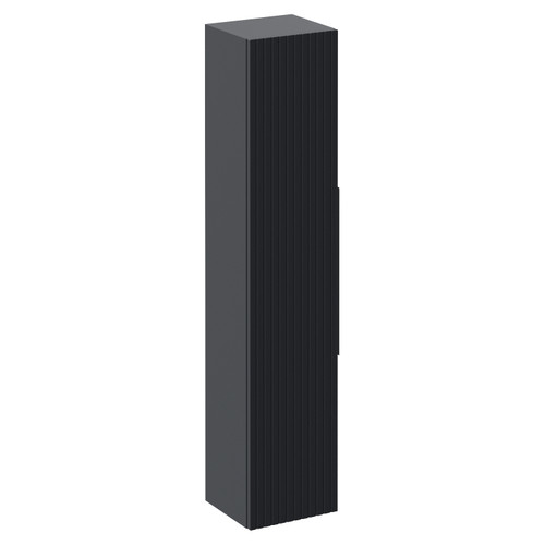 Helix Fluted Satin Anthracite 300mm x 1430mm Wall Mounted 1 Door Tall Unit Left Hand View