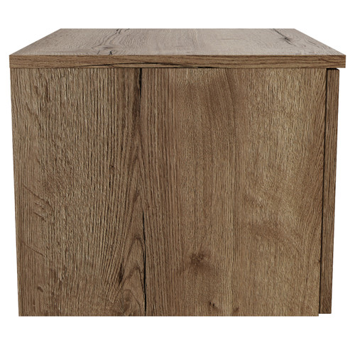 Helix 460 Fluted Tobacco Oak 600mm Wall Mounted 1 Drawer Vanity Unit for Countertop Basins Side View
