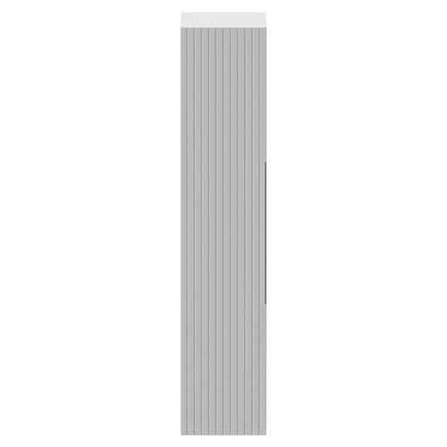 Helix Fluted Satin White 300mm x 1430mm Wall Mounted 1 Door Tall Unit View from Front