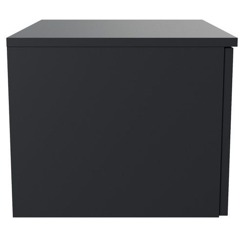Helix 460 Fluted Satin Anthracite 600mm Wall Mounted 1 Drawer Vanity Unit for Countertop Basins Side View