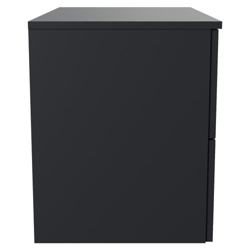 Helix 460 Fluted Satin Anthracite 800mm Wall Mounted 2 Drawer Vanity Unit for Countertop Basins Side View