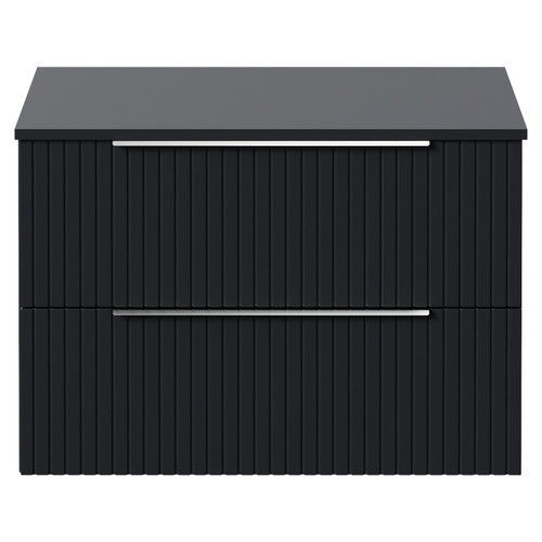 Helix 460 Fluted Satin Anthracite 800mm Wall Mounted 2 Drawer Vanity Unit for Countertop Basins View from Front