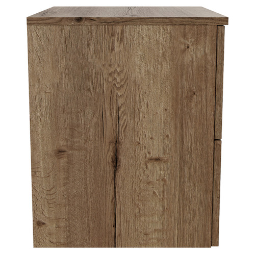 Helix 460 Fluted Tobacco Oak 600mm Wall Mounted 2 Drawer Vanity Unit for Countertop Basins Side View