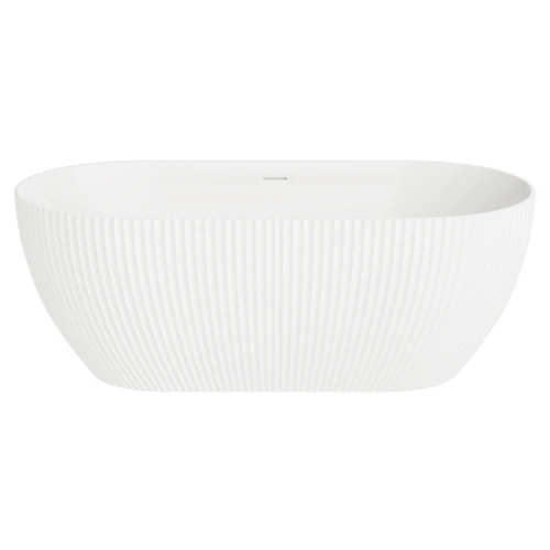 Muse 1650mm x 750mm Double Ended Freestanding Bath with White Waste Front View