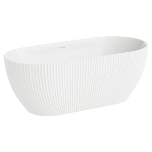 Muse 1650mm x 750mm Double Ended Freestanding Bath with White Waste Left Hand View