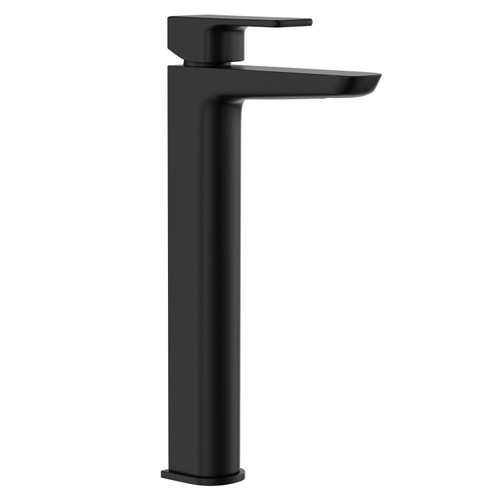 Aero Matt Black High Rise Basin Mixer Tap Left Hand View