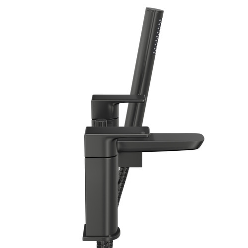 Aero Gunmetal Grey Bath Shower Mixer Tap with Shower Kit Side View