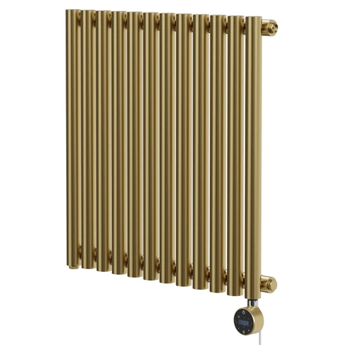 Sinclair Colore Brushed Brass 600mm x 595mm Horizontal Wifi Thermostatic Single Panel Electric Radiator