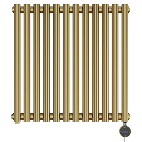 Sinclair Colore Brushed Brass 600mm x 595mm Horizontal Wifi Thermostatic Single Panel Electric Radiator