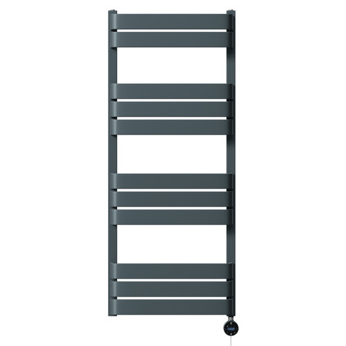 Darby Anthracite 1200mm x 500mm Curved Wifi Thermostatic Electric Heated Towel Rail