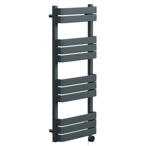 Darby Anthracite 1200mm x 500mm Curved Wifi Thermostatic Electric Heated Towel Rail