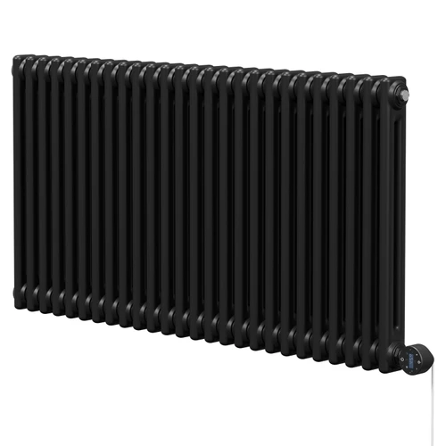 Colosseum Colore Matt Black 600mm x 1164mm Horizontal Wifi Thermostatic Electric Double Column Radiator
